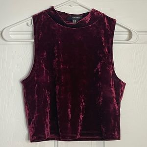 Maroon Crushed Velvet Crop Top